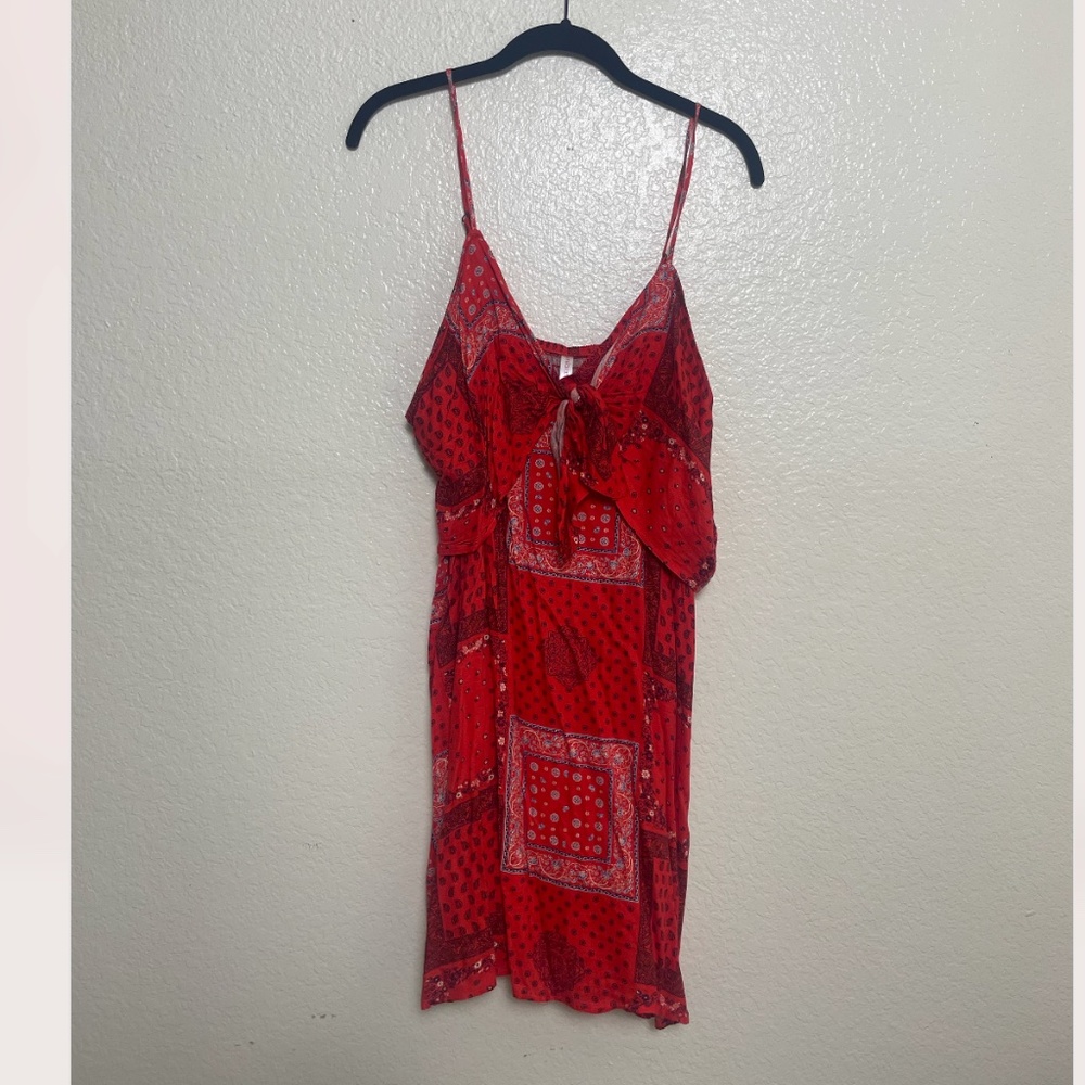 American Tie Twist V Neck 4th America USA Chic Glam Hipster Modern Mini Dress